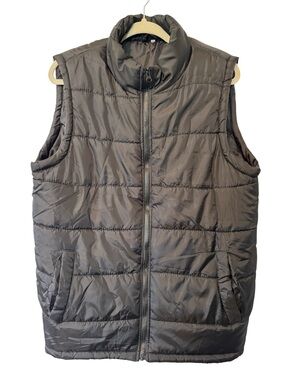 Men’s Lightweight Black Puffer Zip Up Vest Size Large No Brand Listed